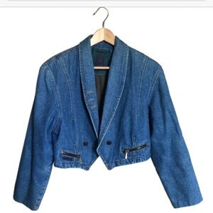Vintage Fioricci 80s Cropped Blue Denim Jacket Medium